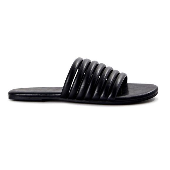 New Time And Tru Women's Multi-Band Slide Sandals Size 11 Black - Picture 2 of 7